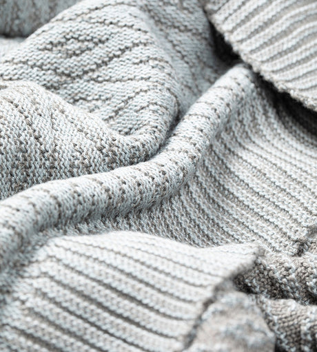 Cariloha Jacquard Bamboo Knit Throw Blanket - Charcoal / Ocean Mist