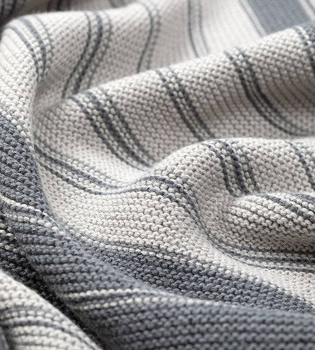 Cariloha Striped Bamboo Knit Throw Blanket - Charcoal / Harbor Gray