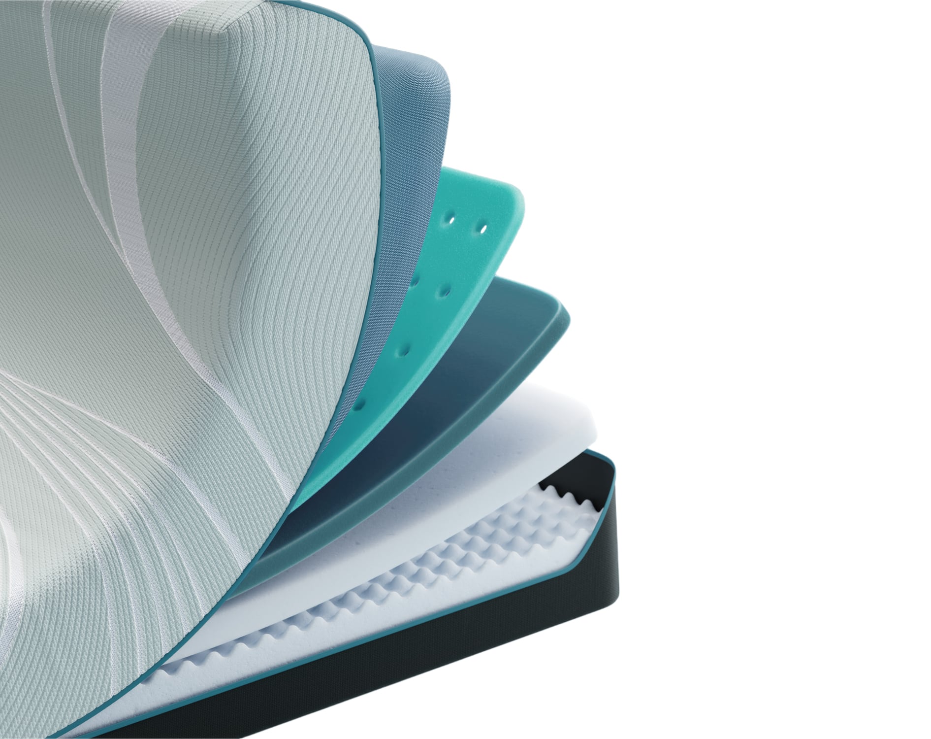 TEMPUR-ProAdapt Firm mattress layers showcasing adaptive TEMPUR® materials, Advanced Relief® foam, and SmartClimate® cover designed for pressure relief and support.