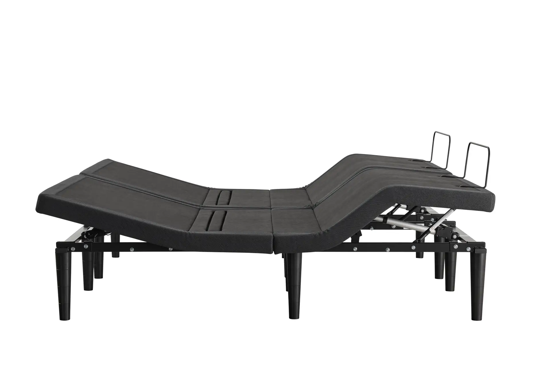 TEMPUR-Ergo® Power Base adjustable bed frame with split king design, featuring customizable head and foot positioning, lumbar support, and a modern black finish.