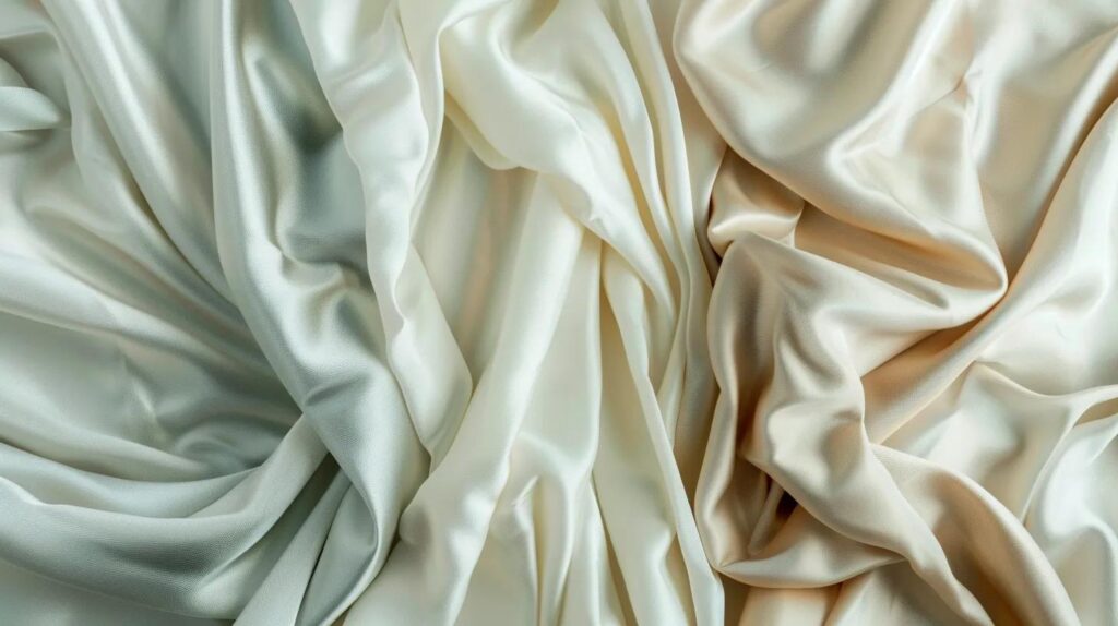 Close-up of cotton, bamboo, and microfiber bed sheet materials
