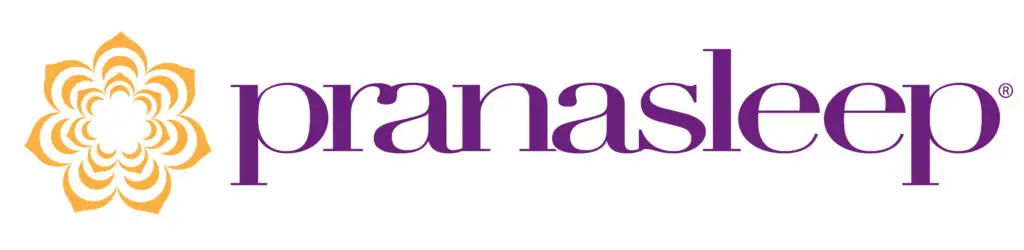 PranaSleep logo featuring a floral design and brand name, representing eco-friendly bedding options by Naturepedic.